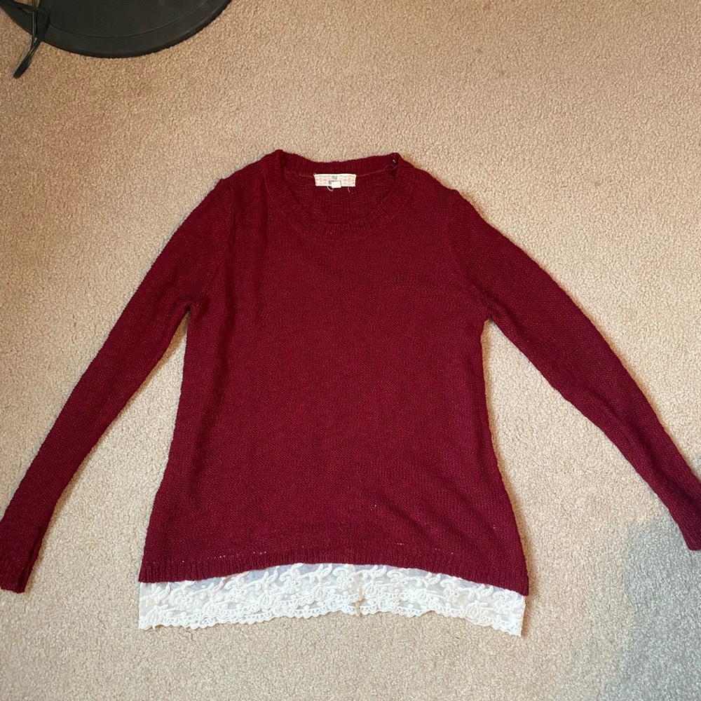 Pink Republic Maroon Sweater with lace-women’s M